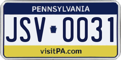 PA license plate JSV0031