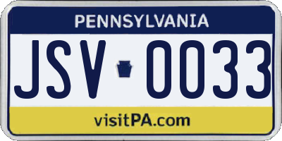 PA license plate JSV0033