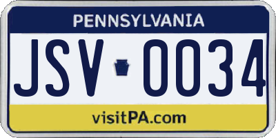 PA license plate JSV0034
