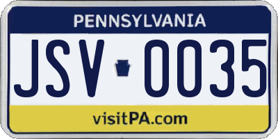 PA license plate JSV0035