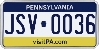 PA license plate JSV0036