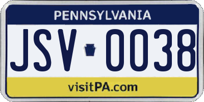 PA license plate JSV0038