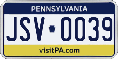 PA license plate JSV0039