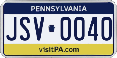 PA license plate JSV0040