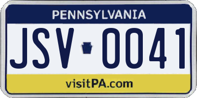 PA license plate JSV0041