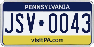 PA license plate JSV0043