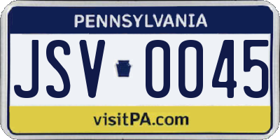 PA license plate JSV0045