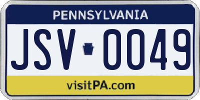 PA license plate JSV0049