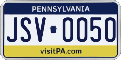 PA license plate JSV0050