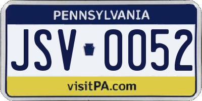 PA license plate JSV0052
