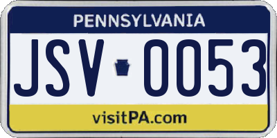 PA license plate JSV0053