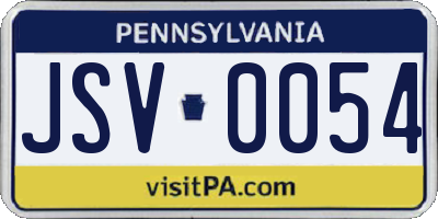 PA license plate JSV0054