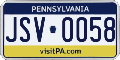 PA license plate JSV0058