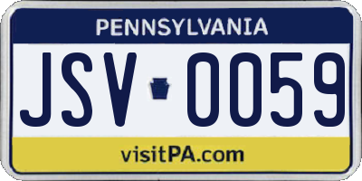 PA license plate JSV0059