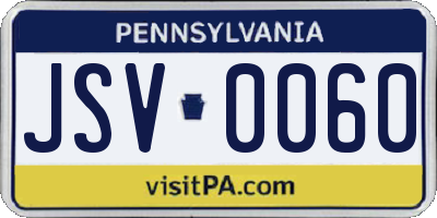 PA license plate JSV0060