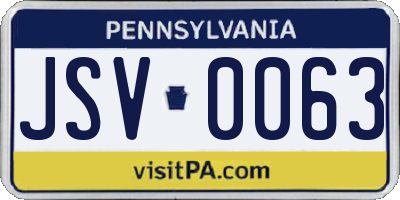 PA license plate JSV0063