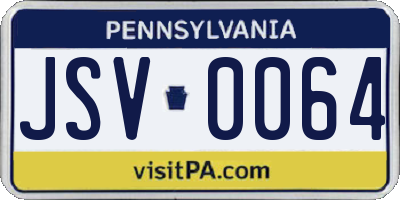 PA license plate JSV0064