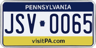 PA license plate JSV0065