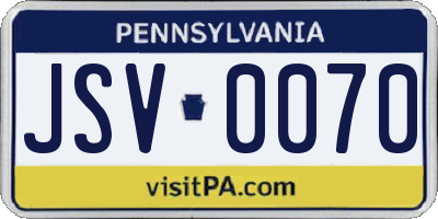 PA license plate JSV0070
