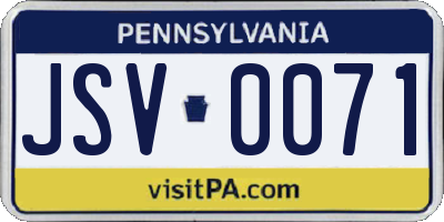 PA license plate JSV0071