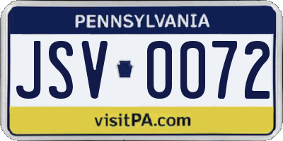 PA license plate JSV0072