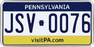 PA license plate JSV0076