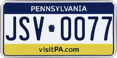 PA license plate JSV0077