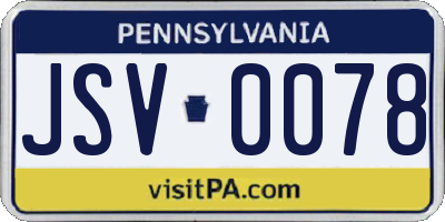 PA license plate JSV0078
