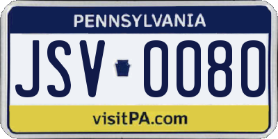 PA license plate JSV0080