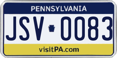 PA license plate JSV0083