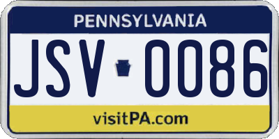 PA license plate JSV0086