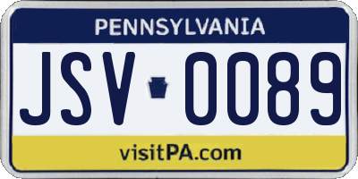 PA license plate JSV0089