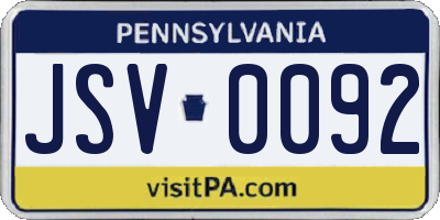 PA license plate JSV0092