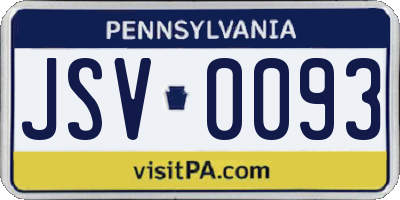 PA license plate JSV0093