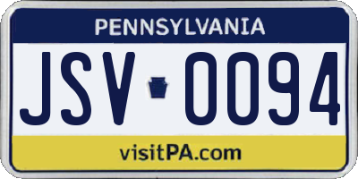 PA license plate JSV0094