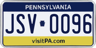 PA license plate JSV0096