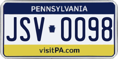 PA license plate JSV0098
