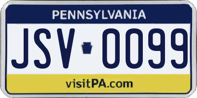 PA license plate JSV0099