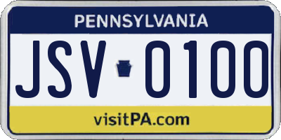 PA license plate JSV0100