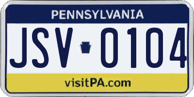 PA license plate JSV0104