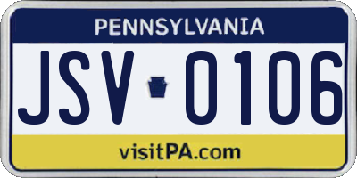 PA license plate JSV0106