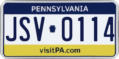 PA license plate JSV0114