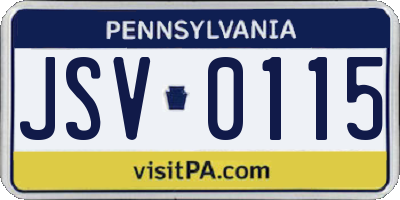 PA license plate JSV0115