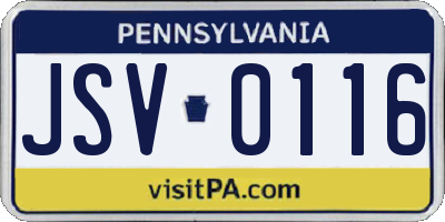 PA license plate JSV0116