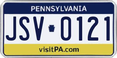 PA license plate JSV0121