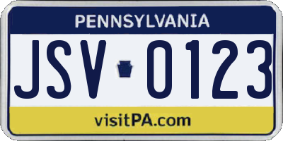 PA license plate JSV0123