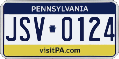 PA license plate JSV0124