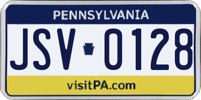 PA license plate JSV0128
