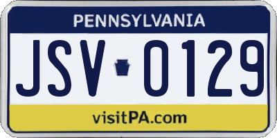 PA license plate JSV0129
