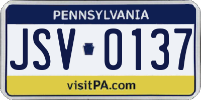 PA license plate JSV0137